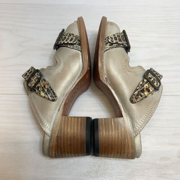 Freebird Caprice Women's Leather Sandals Size 7 Color Ice Slip On Heels - Picture 2 of 12